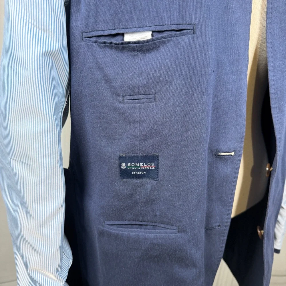Mens J. Crew Ludlow Somelos Unstructured Stretch Cotton Blazer, Navy Blue 42L